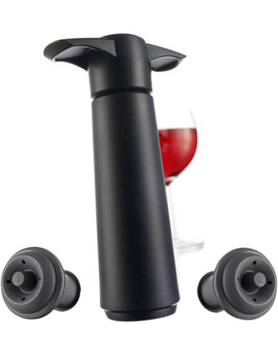 Wine Saver Black Gift Pack (1 Pump,2 Wine Stoppers) Vacu Vin